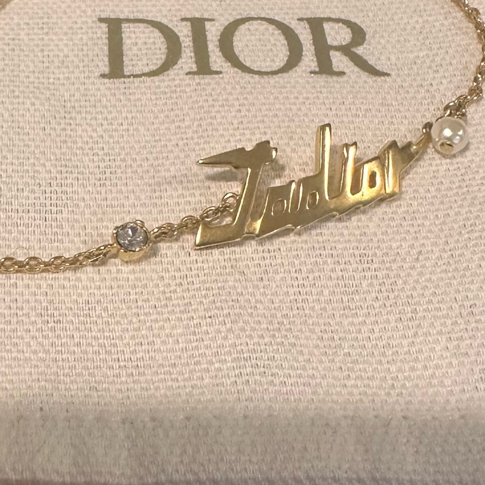 Authentic Dior Gold plated bracelet with Fresh water Pearl and zirconia crystal